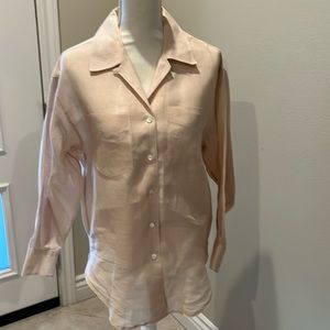 Irish linen lightweight shirt XS oversized new never worn light peach color